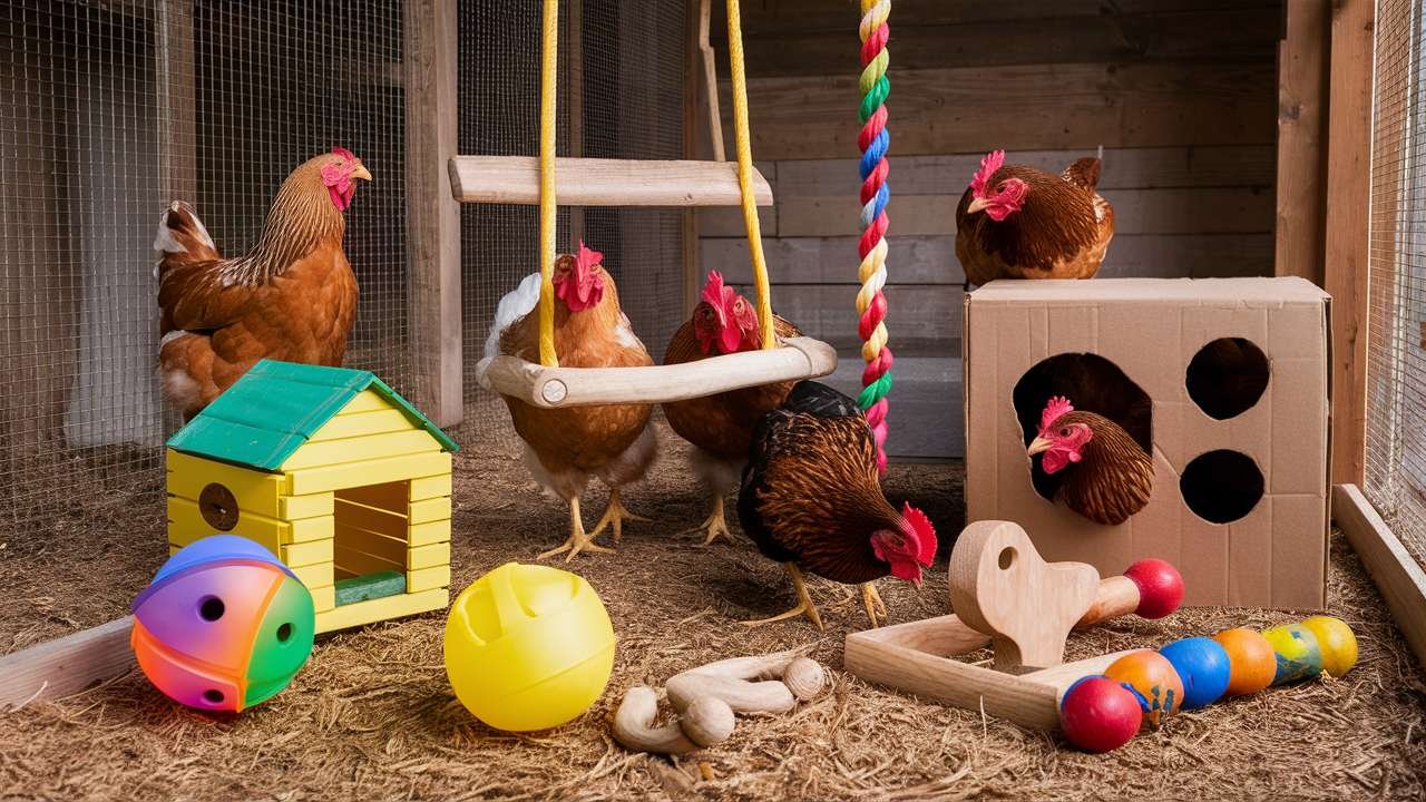 Homemade and Store-bought Toys for Chicken Coop