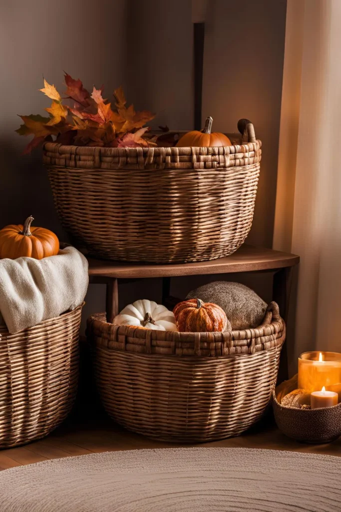 Baskets for Storage for Fall Living Room