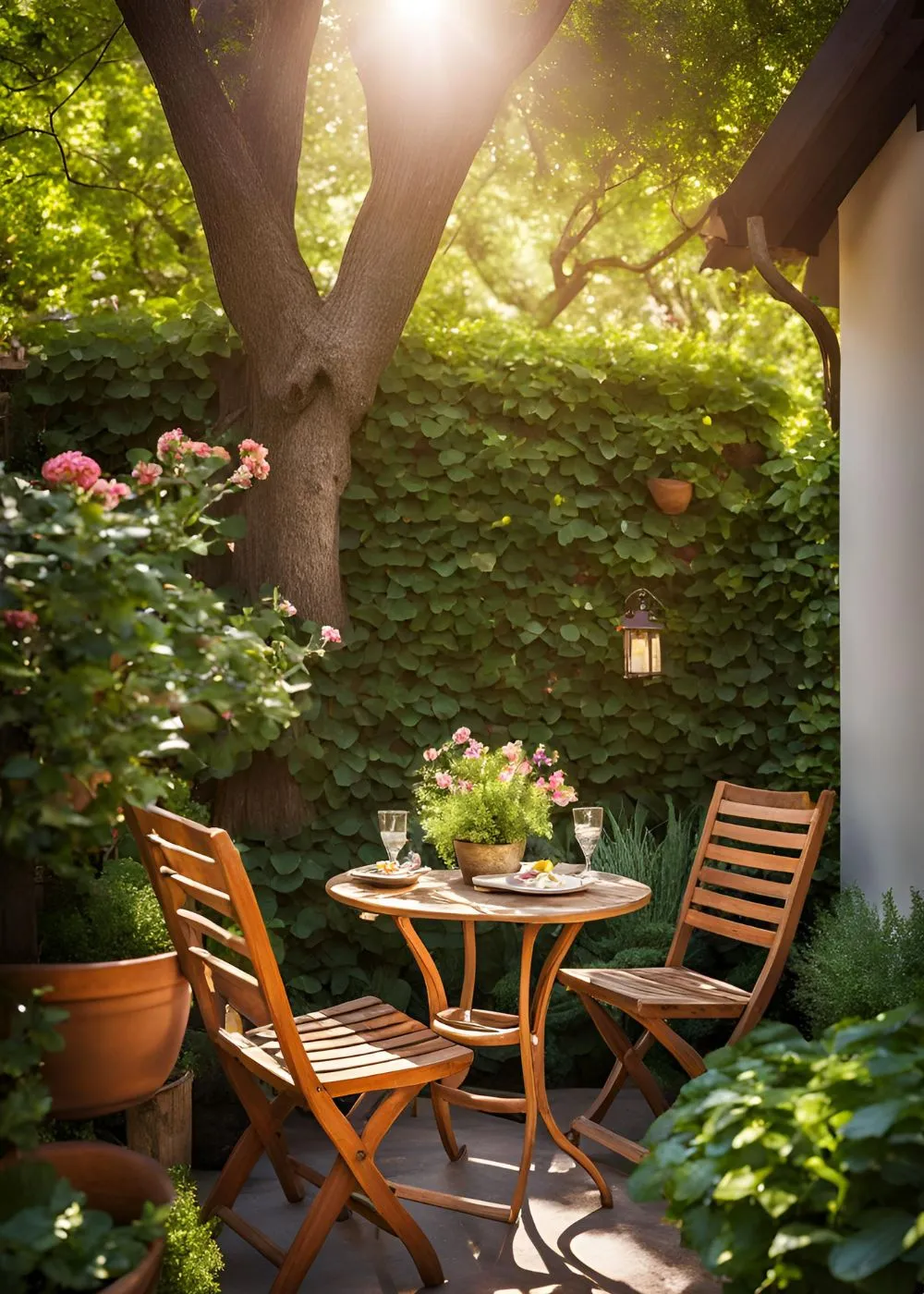 Bistro Set in Tiny Backyard Design