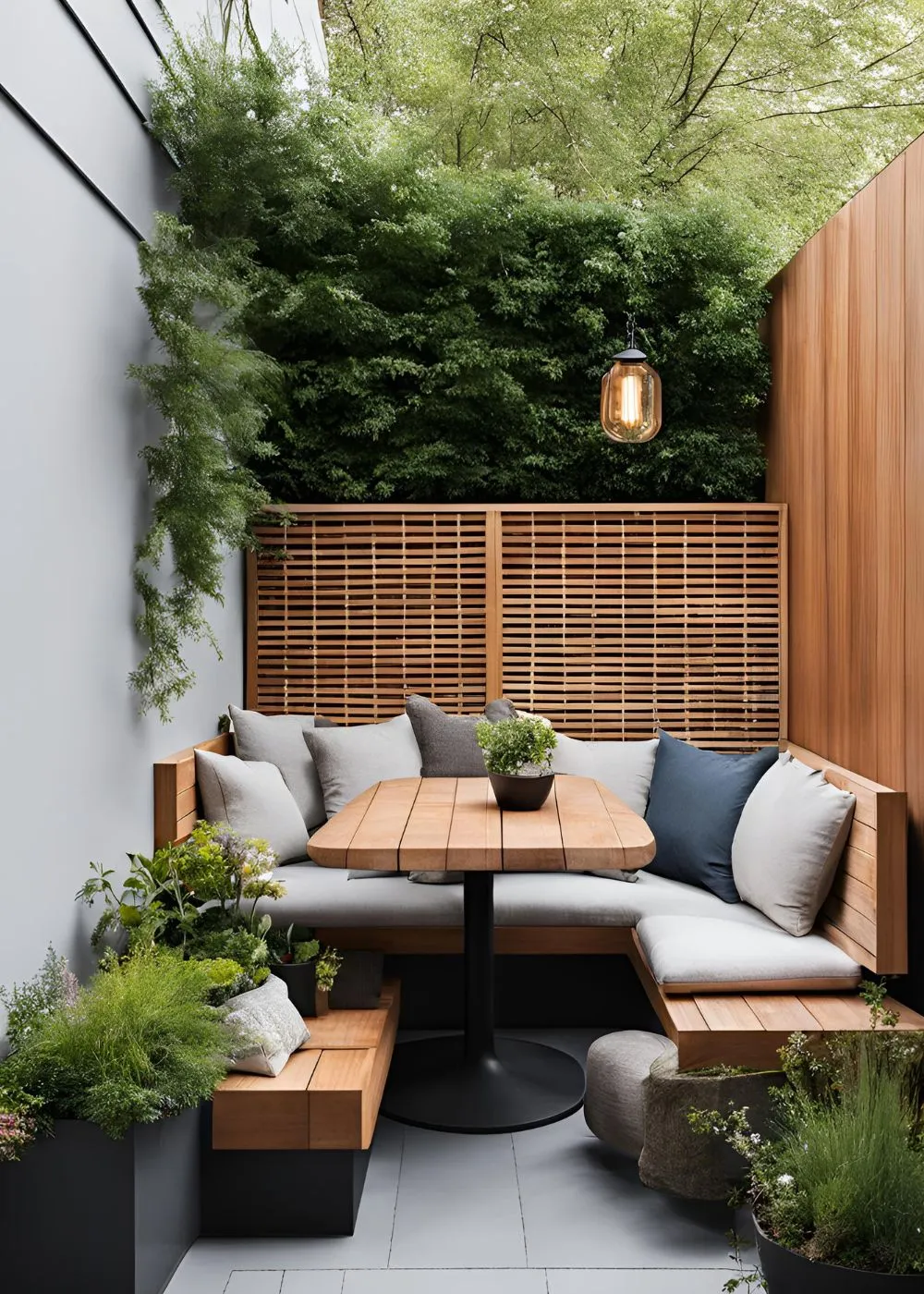 Corner Seating in Tiny Backyard Design