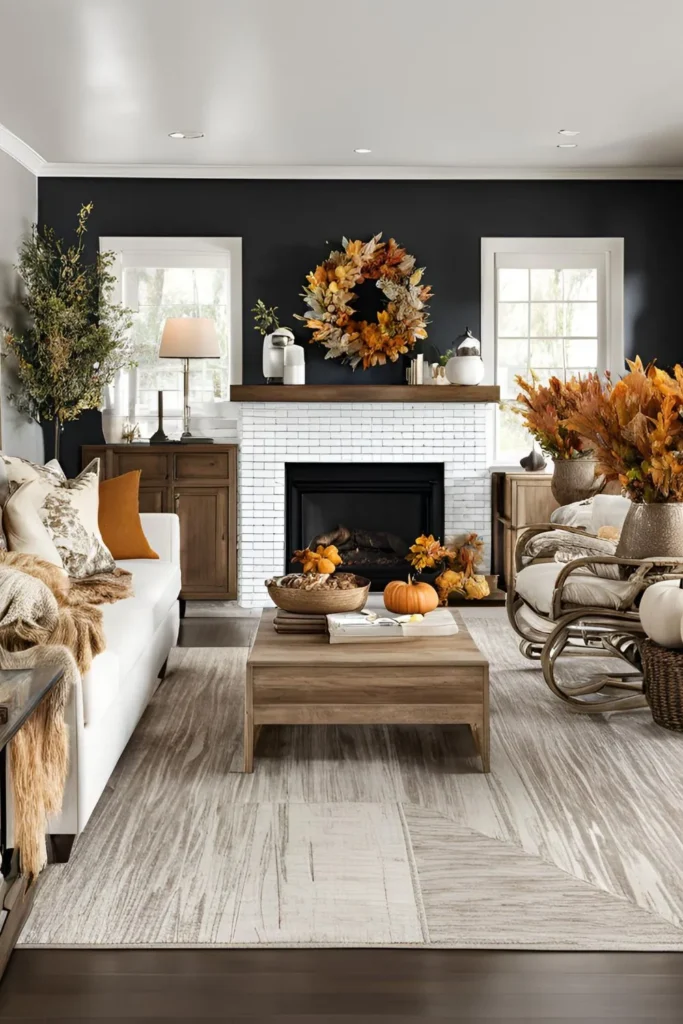Fireplace Focal Point for Fall Living Room