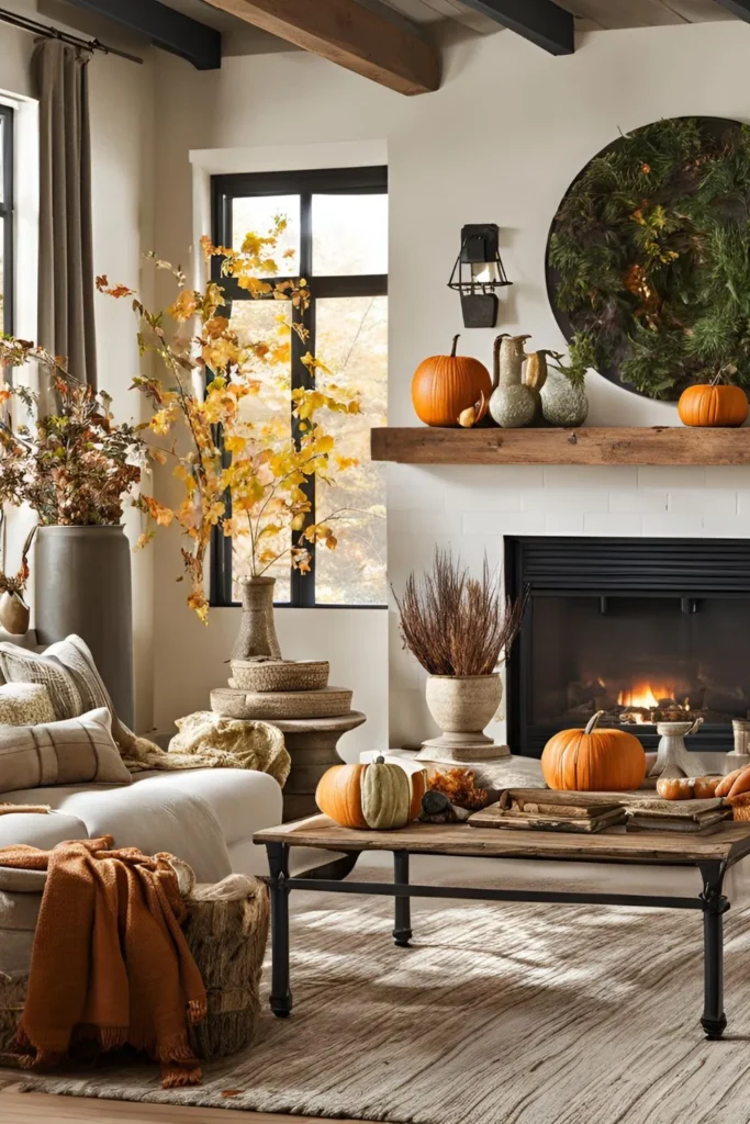 Nature-Inspired Decor for Fall Living Room