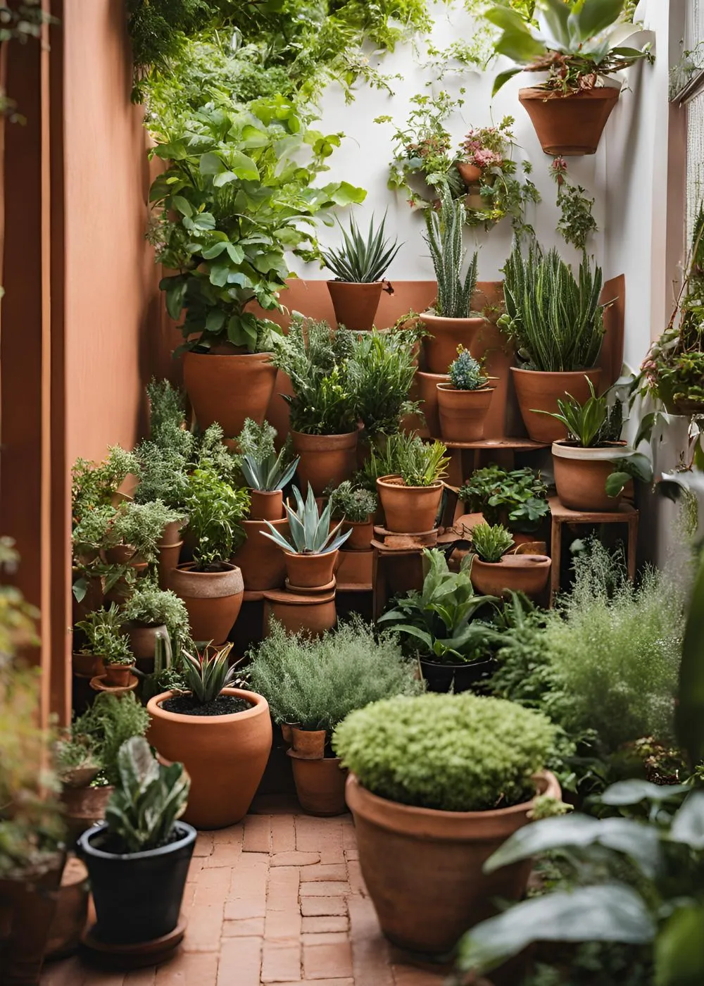 Potted Plants in Tiny Backyard Design