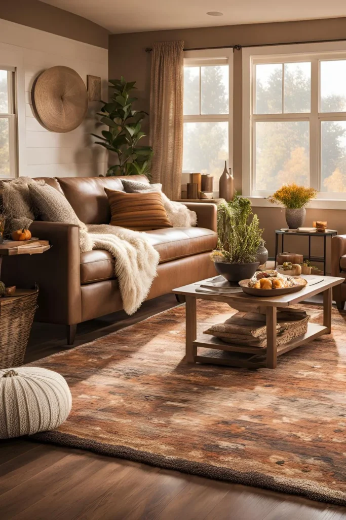 Textured Area Rugs for Fall Living Room