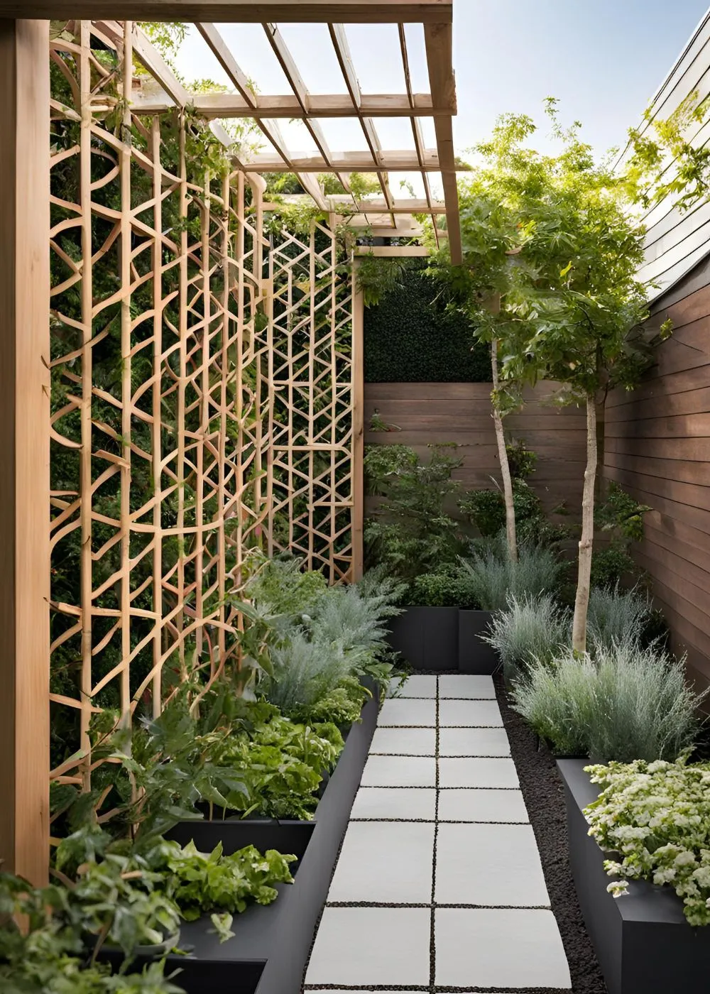 Trellis Dividers in Tiny Backyard Design