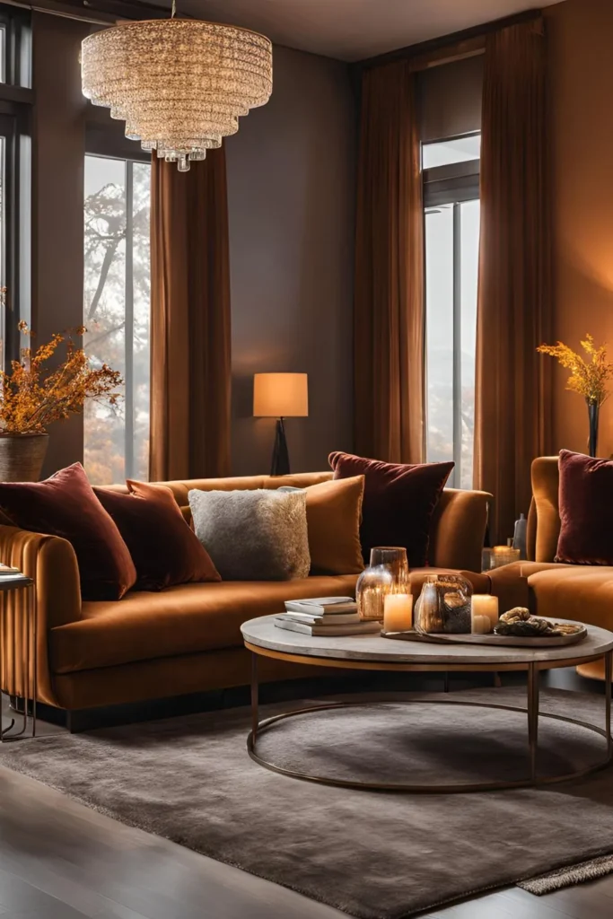 Velvet Upholstery for Fall Living Room