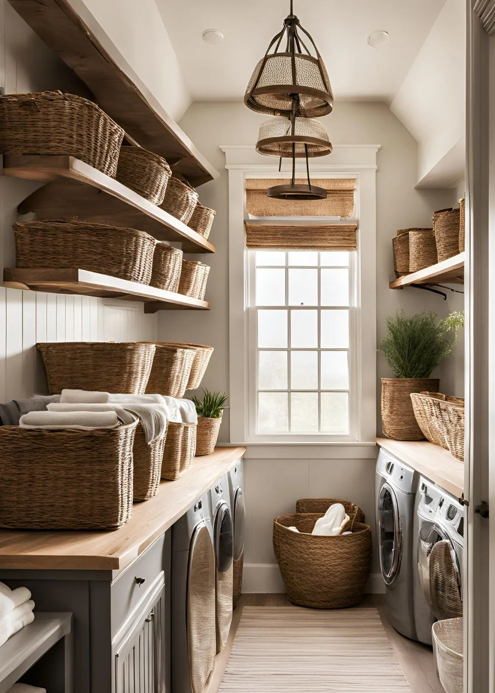 Open Shelving with Woven Baskets