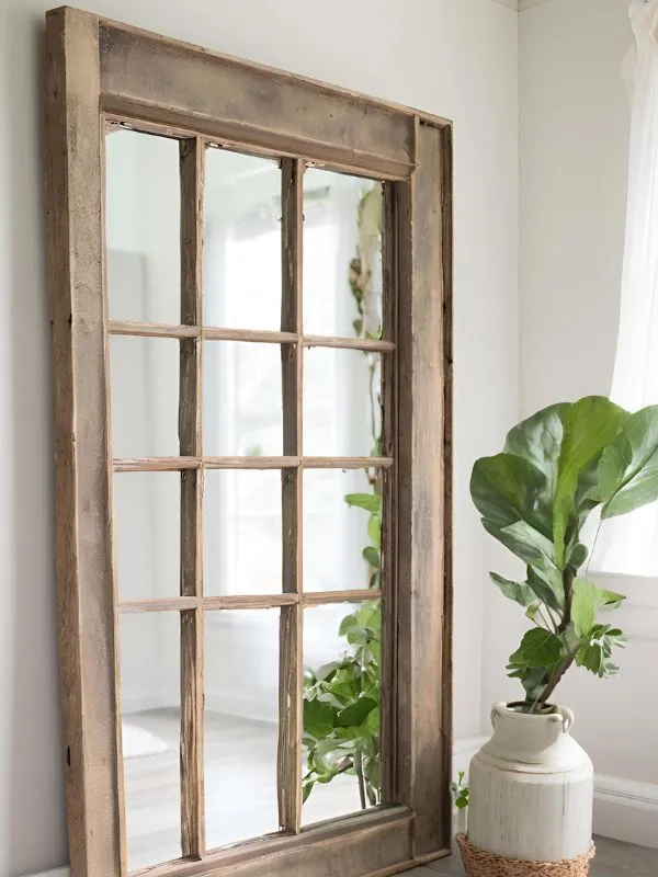 Antique Window Frame Mirror for Boho Farmhouse Bedroom