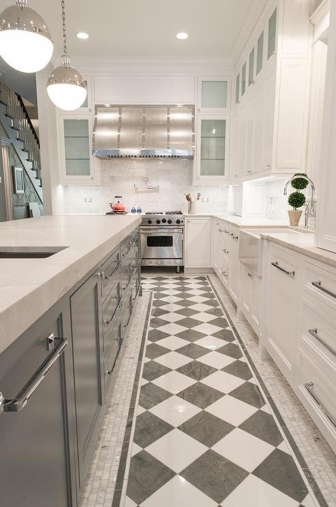 Checkerboard Floor for Black and White Kitchen Ideas