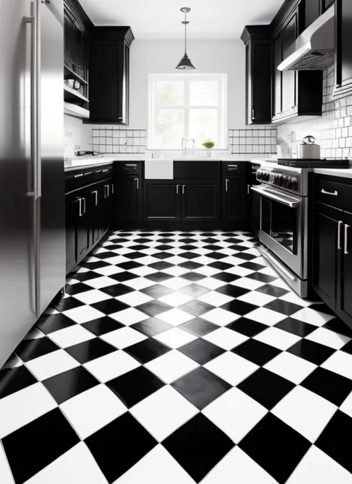 Checkerboard for Black and White Kitchen