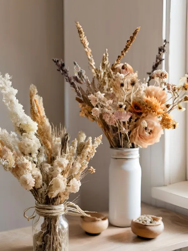Dried Floral Arrangements for Boho Farmhouse Bedroom