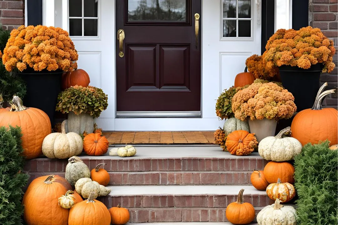 Dried Hydrangeas and Pumpkins