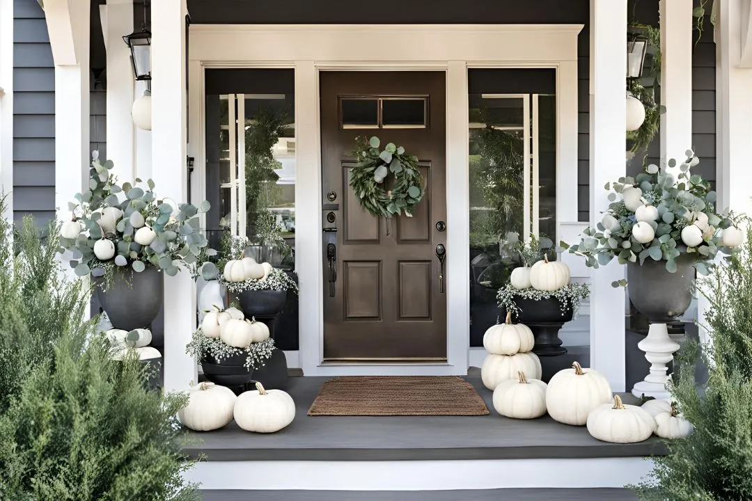 Eucalyptus and Mini White Pumpkins