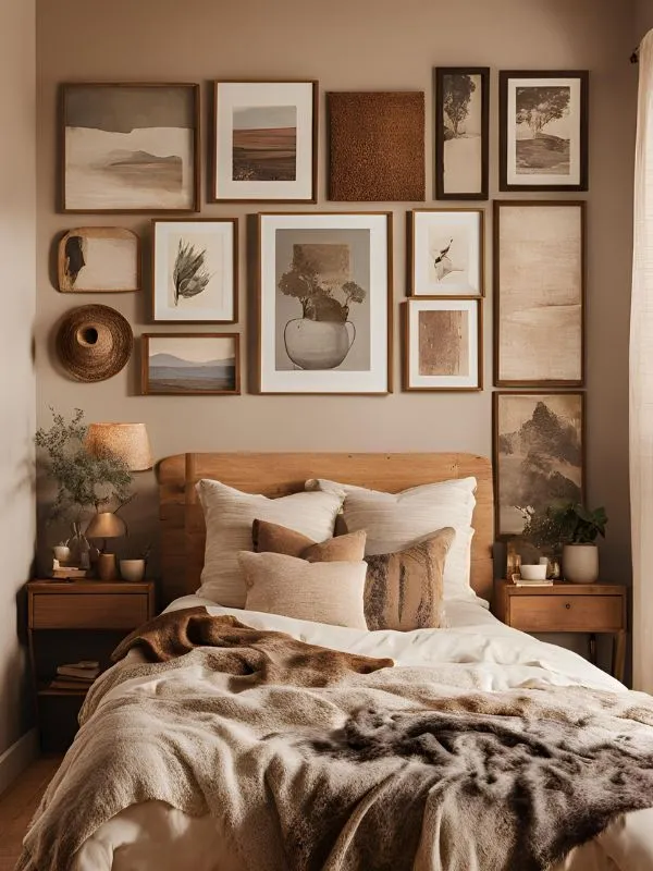 Gallery Wall with a Twist for Boho Farmhouse Bedroom