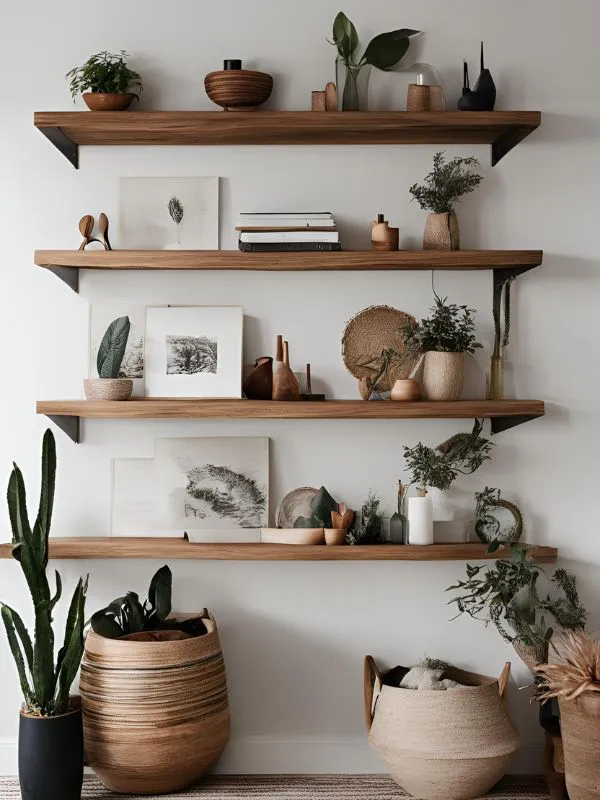 Minimal Shelving with Boho Accents for Boho Bedroom