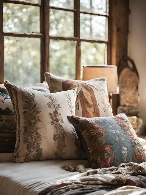 Mix-and-Match Pillows for Boho Farmhouse Bedroom