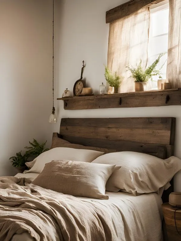 Reclaimed Wood Headboard for Boho Farmhouse Bedroom