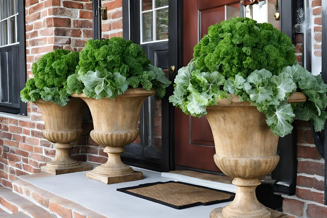 Rustic Urns with Ornamental Kale