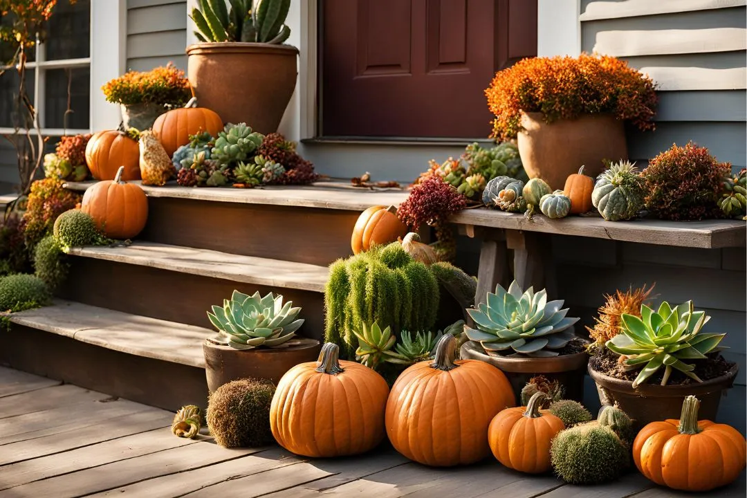 Succulents and Mini Pumpkins