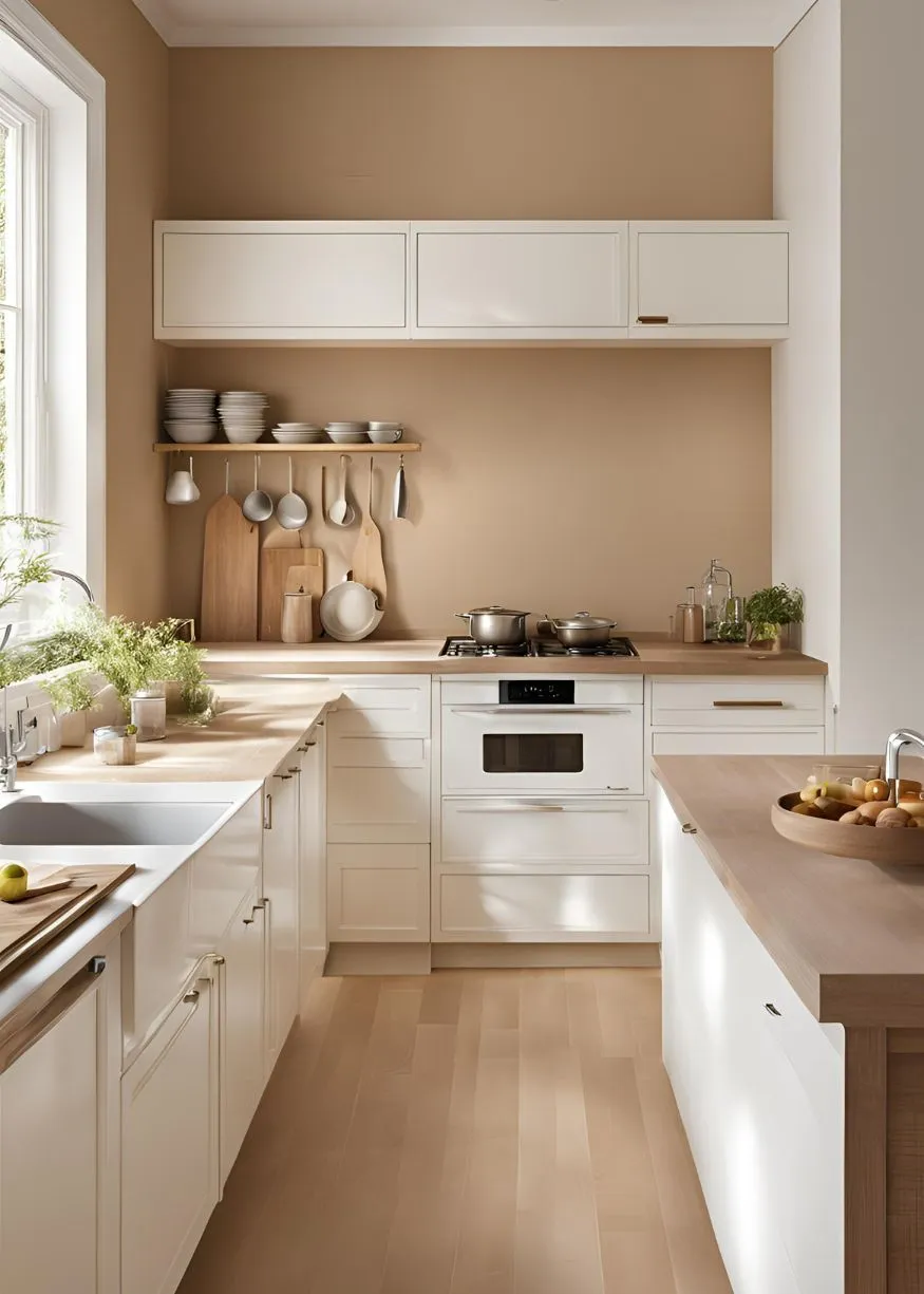 Warm Beige and White color for Kitchen