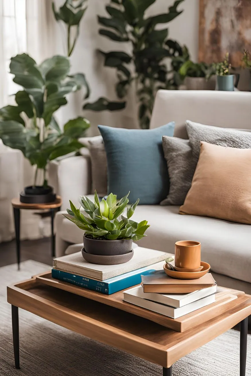 Add Greenery with a Potted Plant for Creative Coffee Table Decor Ideas