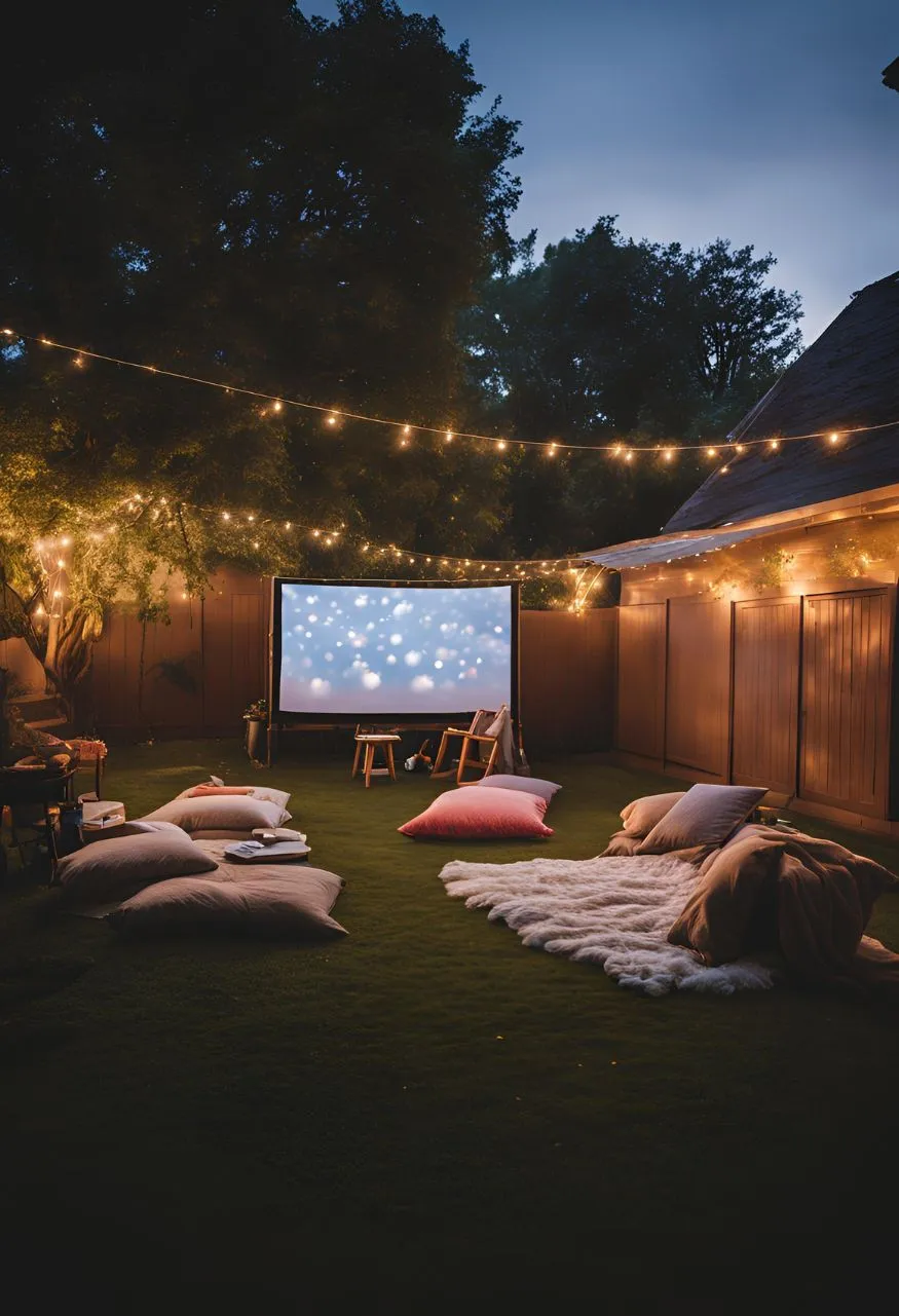 Backyard Movie Night for Cheap Backyard