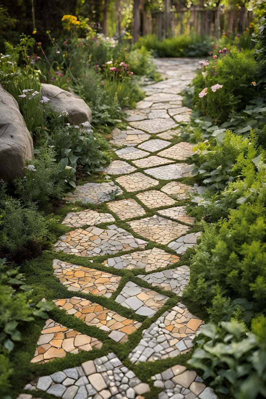 Broken Concrete Mosaic For Cheap Walkway