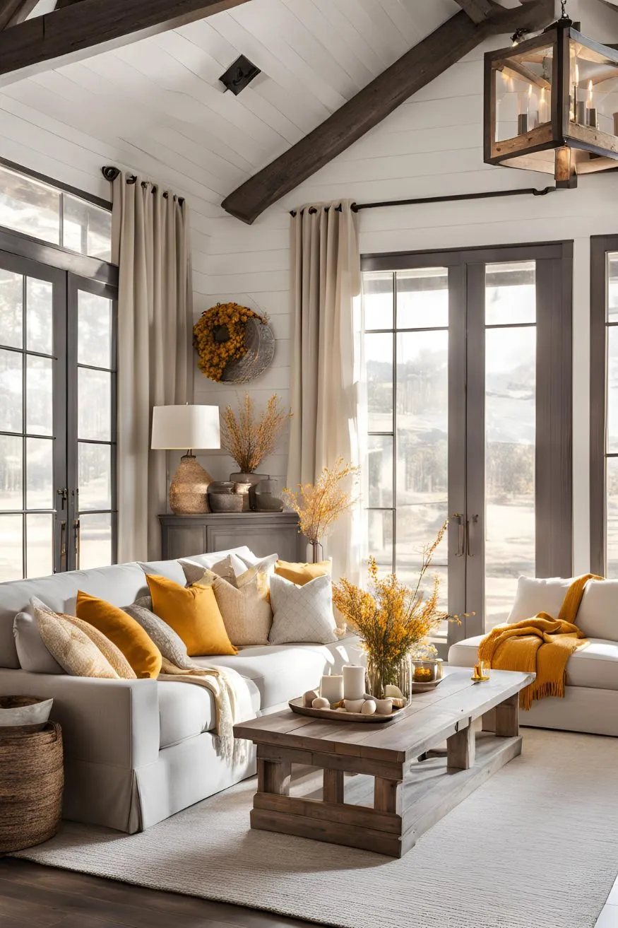 Choose Neutral Colors with Pops of Warmth for Farmhouse Decor