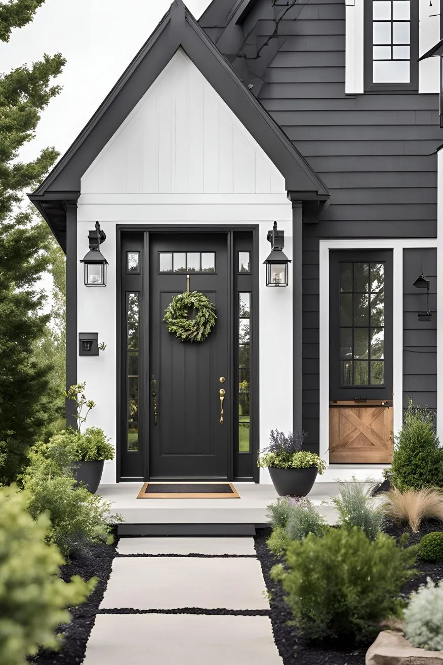 Choose a Dark Front Door For Modern Farmhouse Exterior Designs
