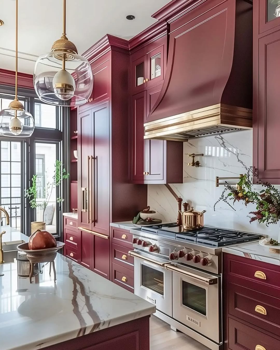 Classy Bordeaux with Inspiring Kitchen Cabinet
