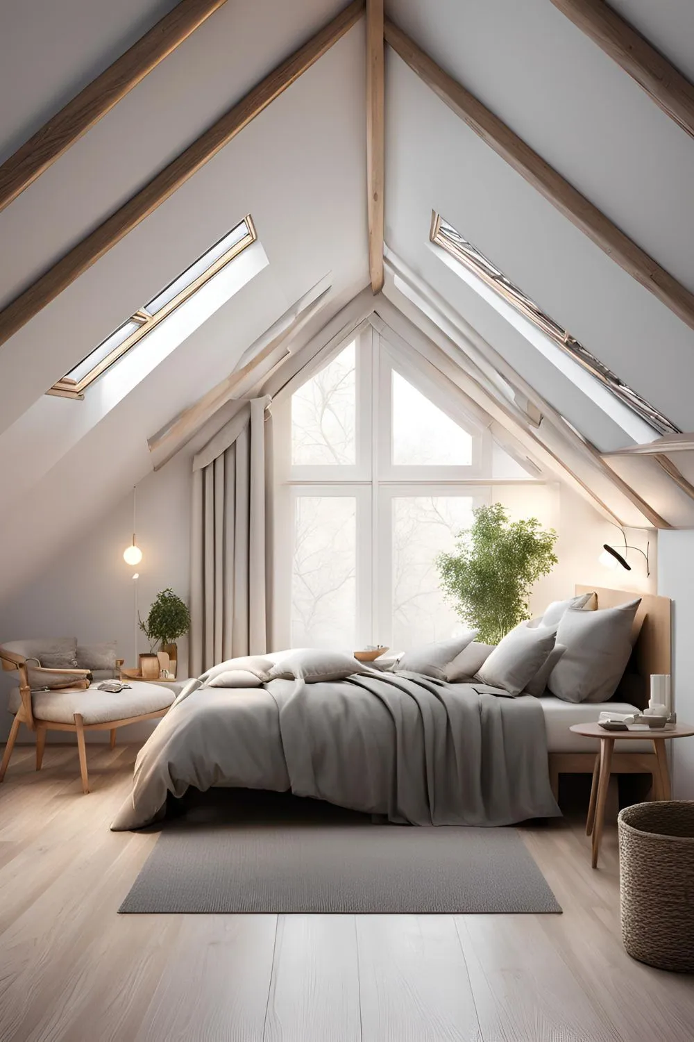 Create Zones with Curtains for Small Attic Bedroom