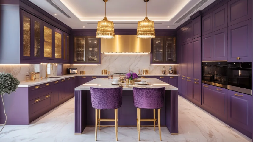Elegant Plum with Inspiring Kitchen Cabinet