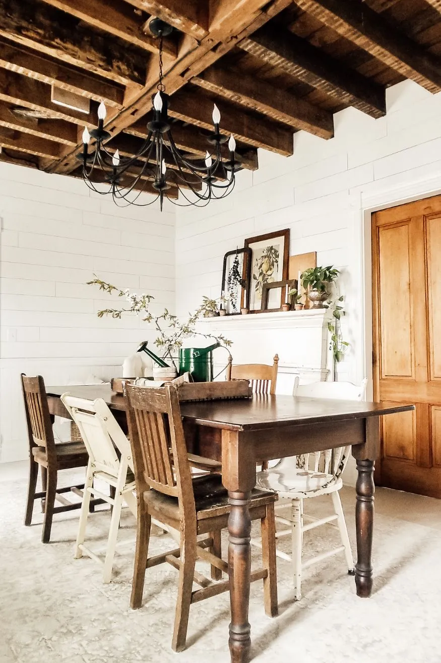 Exposed Wood Beams for Antique Farmhouse Decor