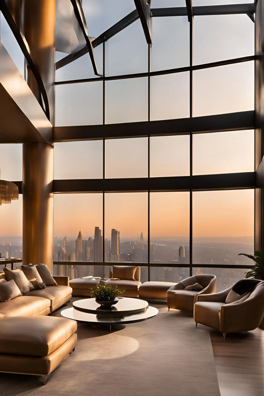 Floor-to-Ceiling Windows for Luxurious Penthouse Apartment Aesthetic