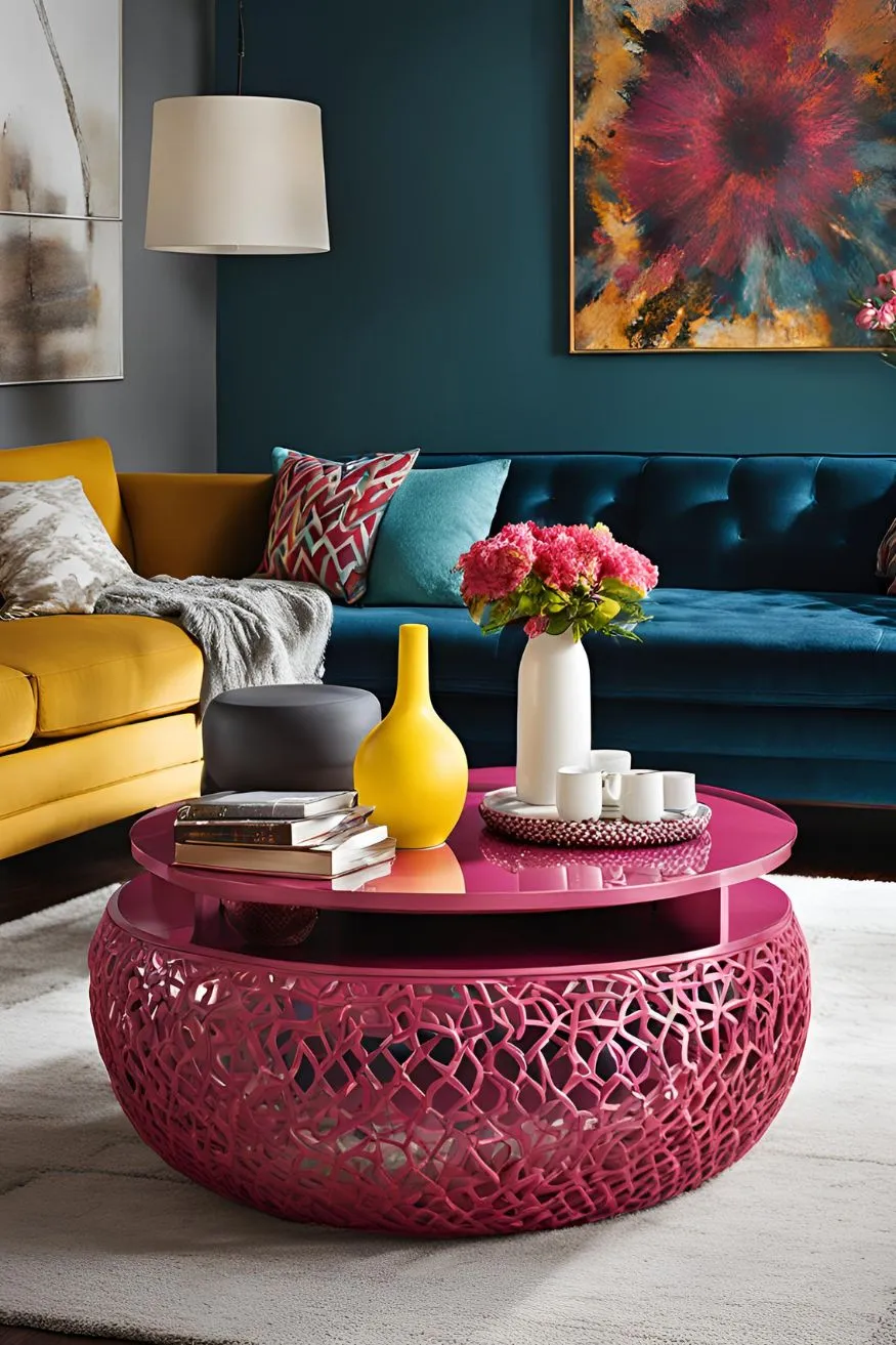 Go Bold with a Statement Color for Creative Coffee Table Decor Ideas