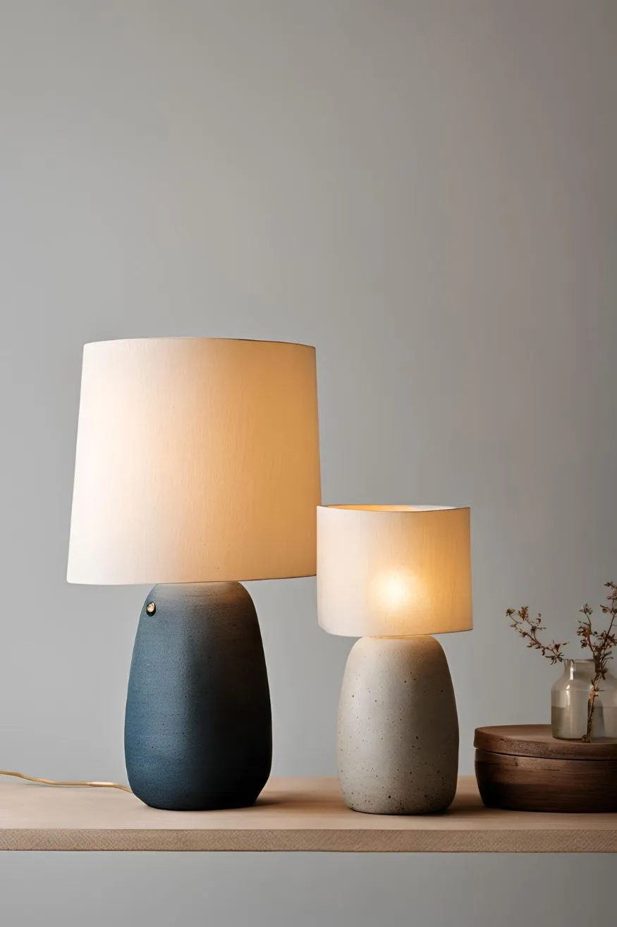 Handmade Ceramic Lamps in Wabi Sabi Bedroom Design
