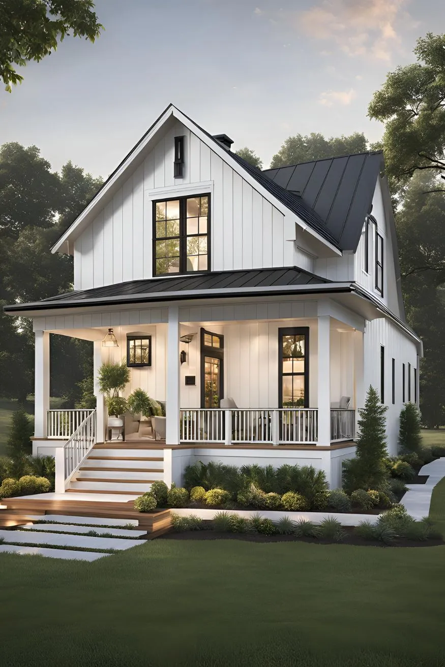 Include a Wraparound Porch For Modern Farmhouse Exterior Designs