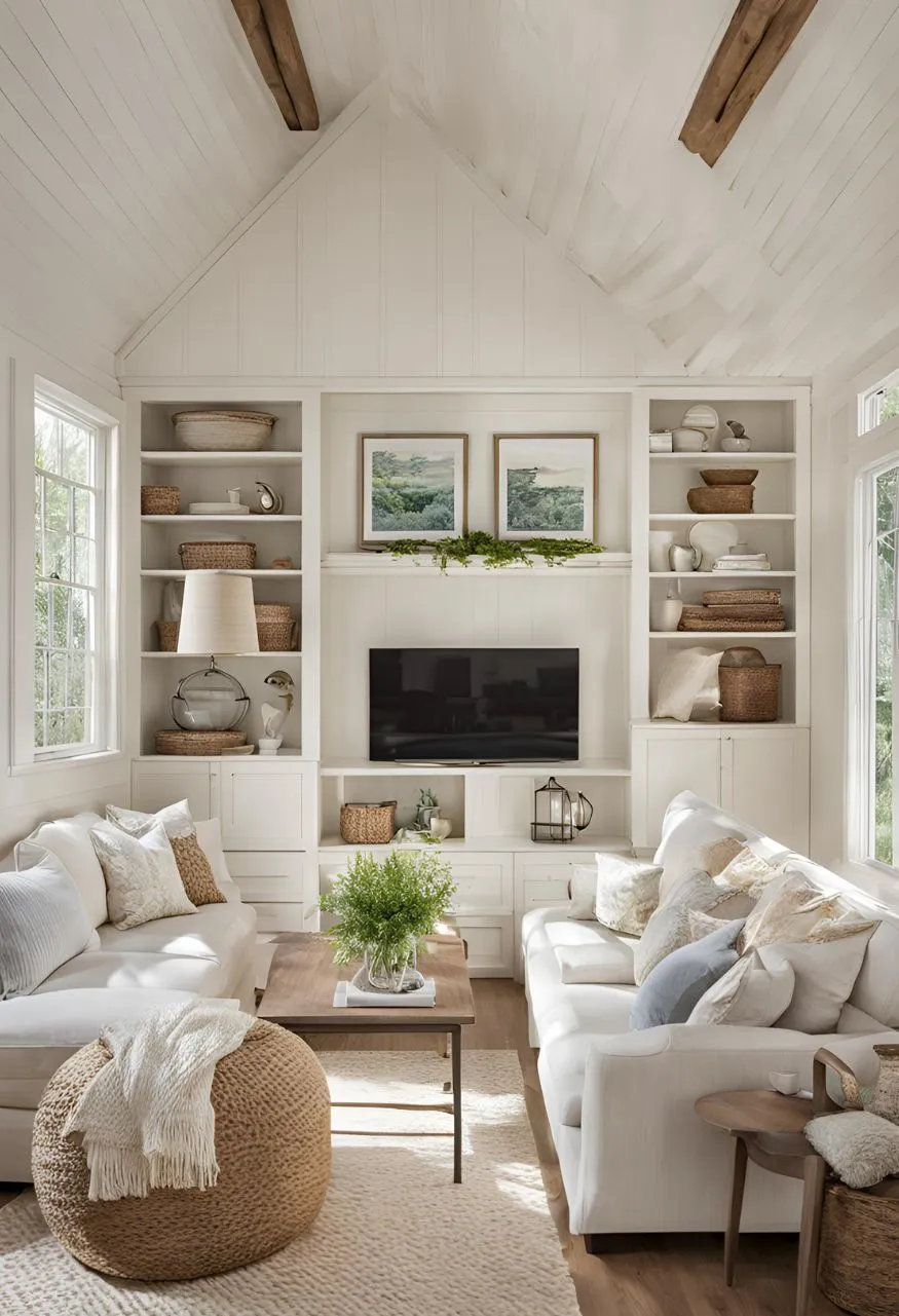 Incorporate Built-in Storage Cozy Cottage Living Room