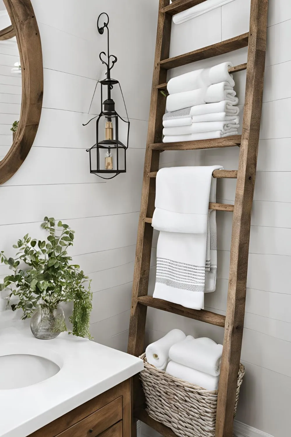 Ladder Towel Rack for Farmhouse Bathroom