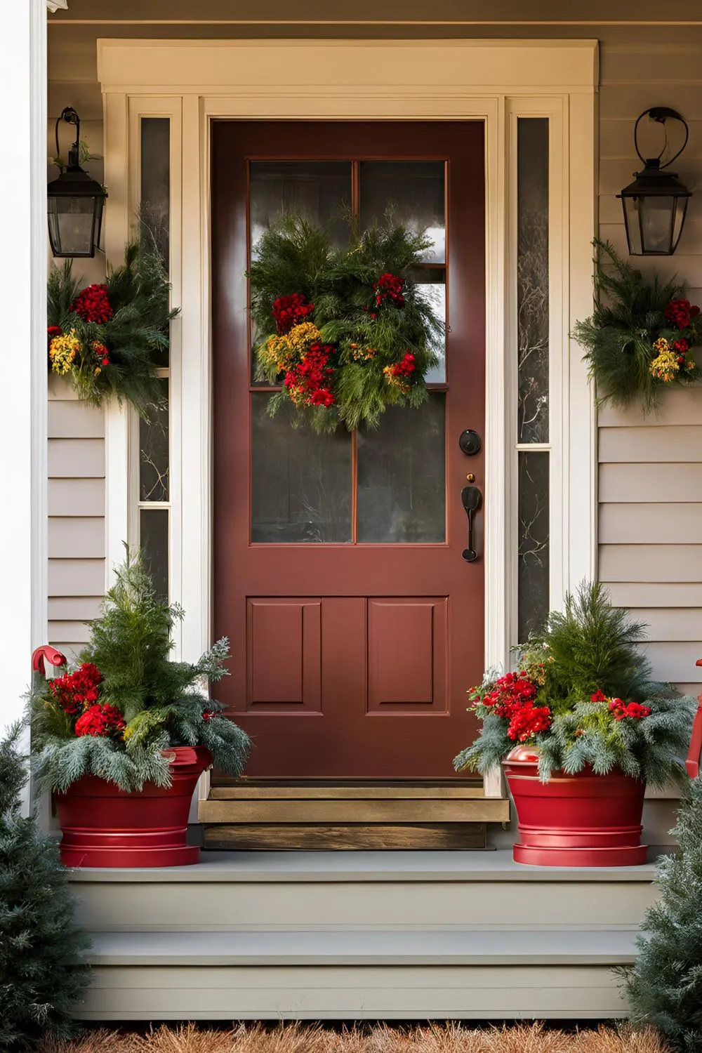 Layered Heights For Winter Planters Front Porch