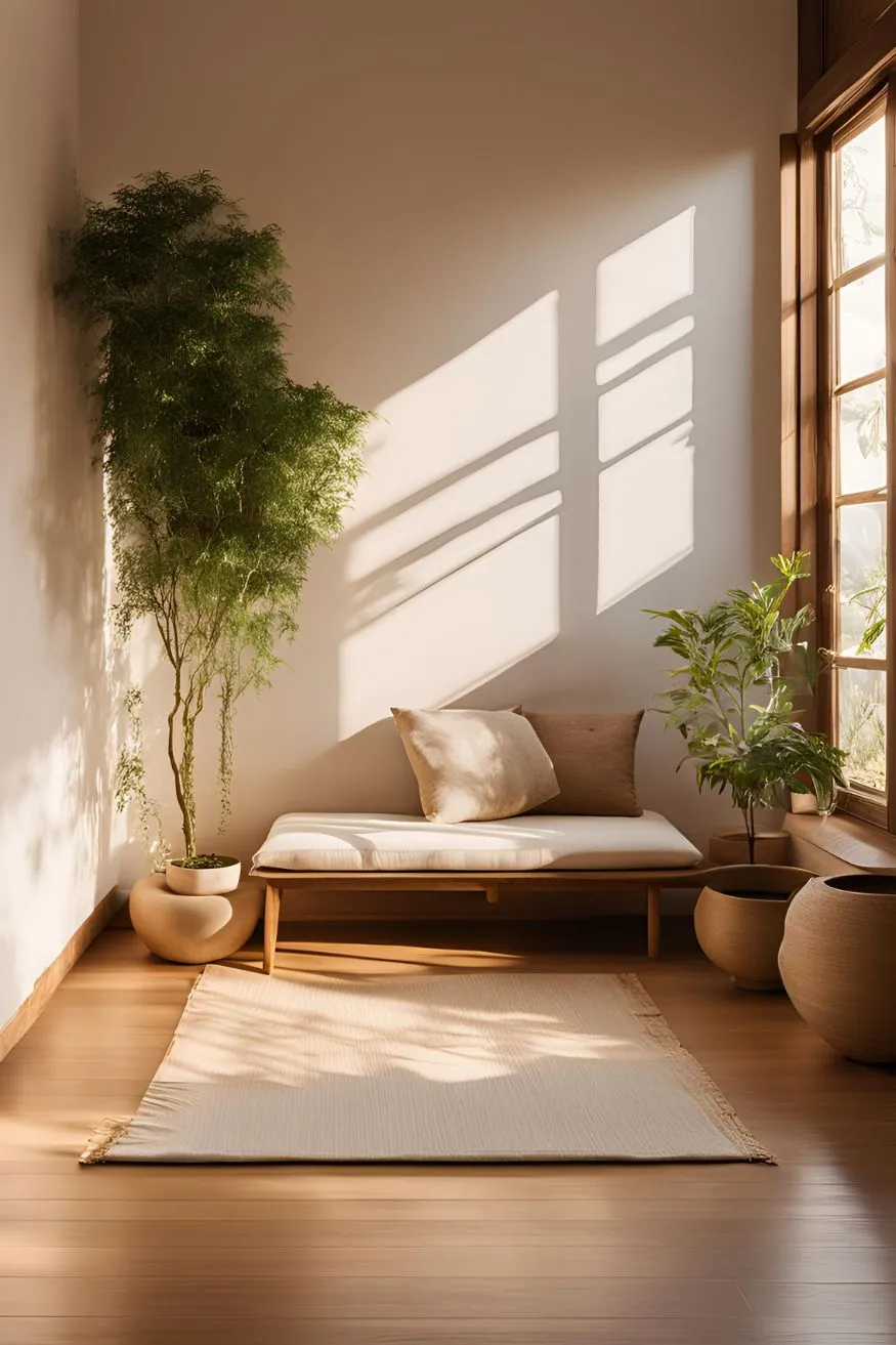 Meditation Corner in Wabi Sabi Bedroom Design
