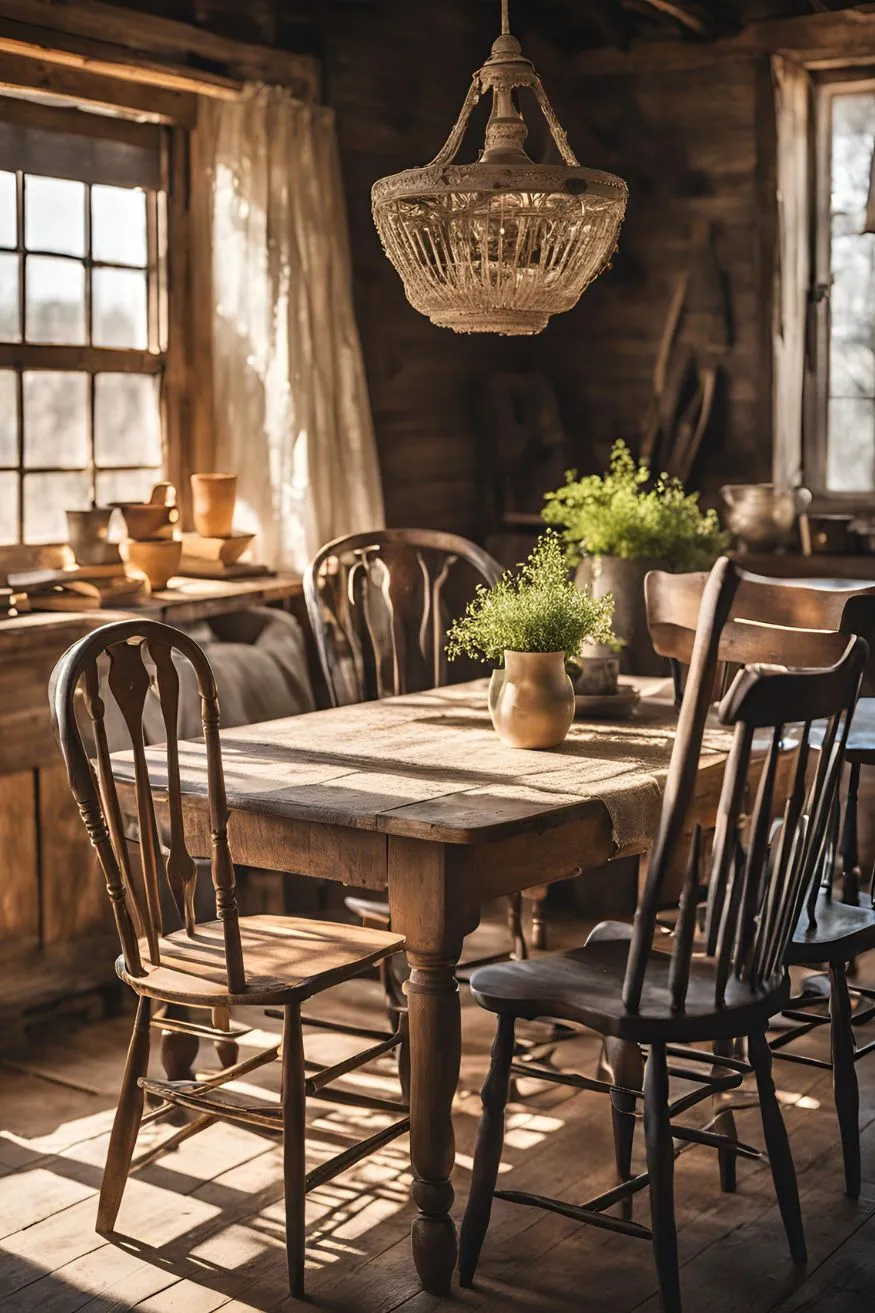 Mismatched Vintage Chairs for Antique Farmhouse Decor