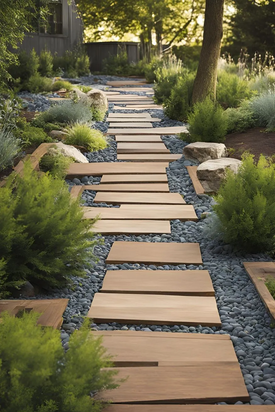 Mixed Material Path For Cheap Walkway