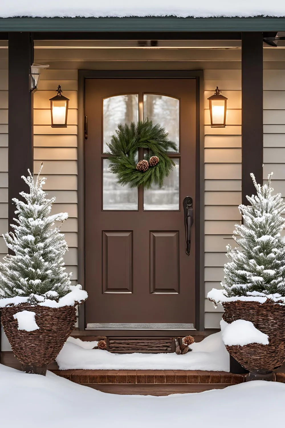 Natural Birch Accents For Winter Planters Front Porch
