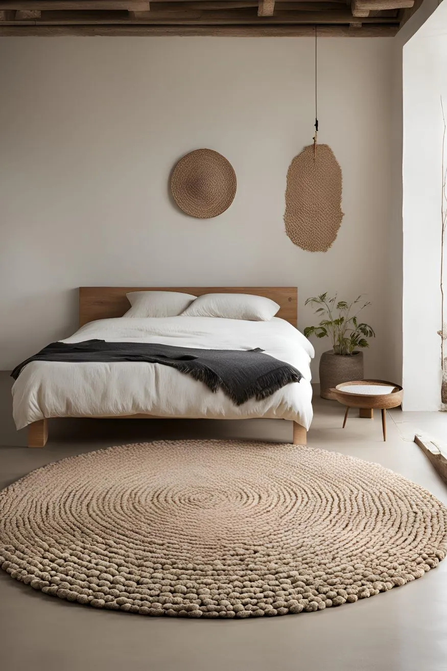 Natural Fiber Rugs in Wabi Sabi Bedroom Design