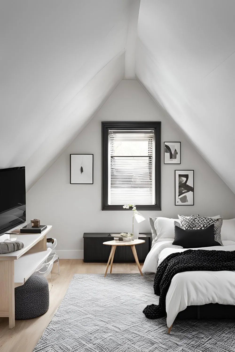 Opt for a Monochrome Palette for Small Attic Bedroom