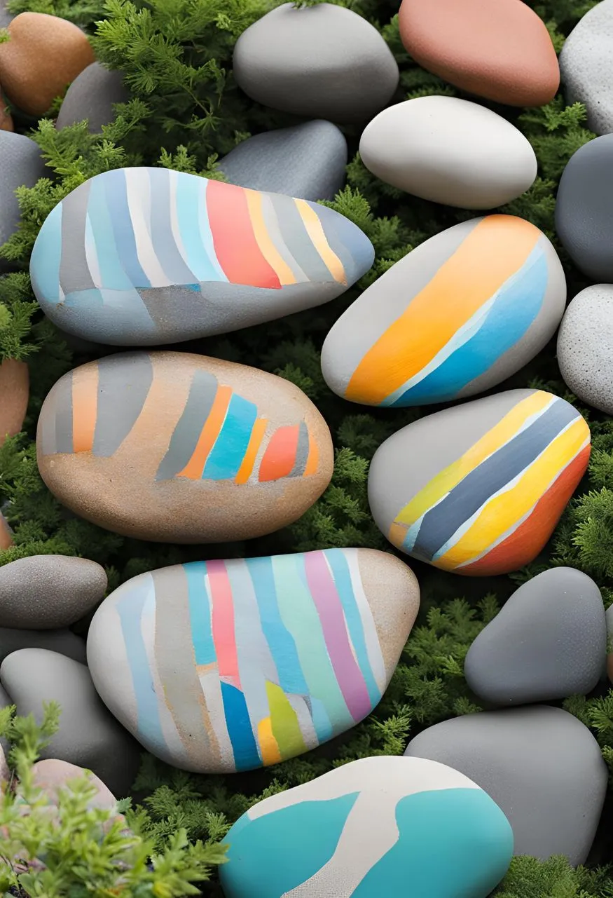 Painted Rocks for Cheap Backyard