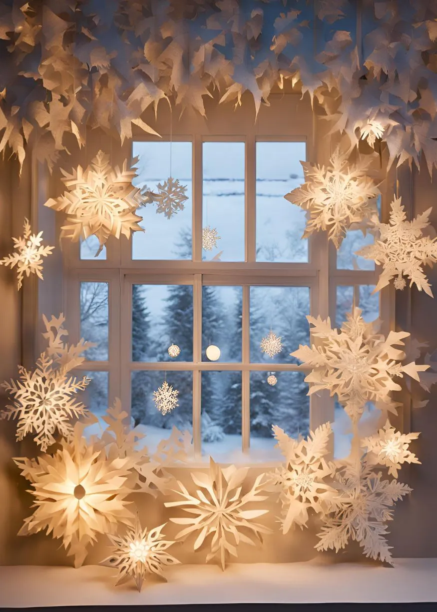 Paper Snowflake Window Display
