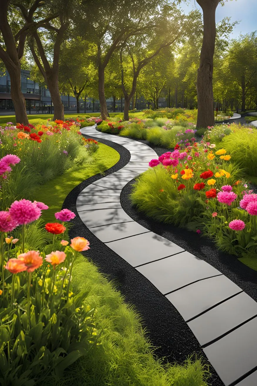 Recycled Rubber Path For Cheap Walkway