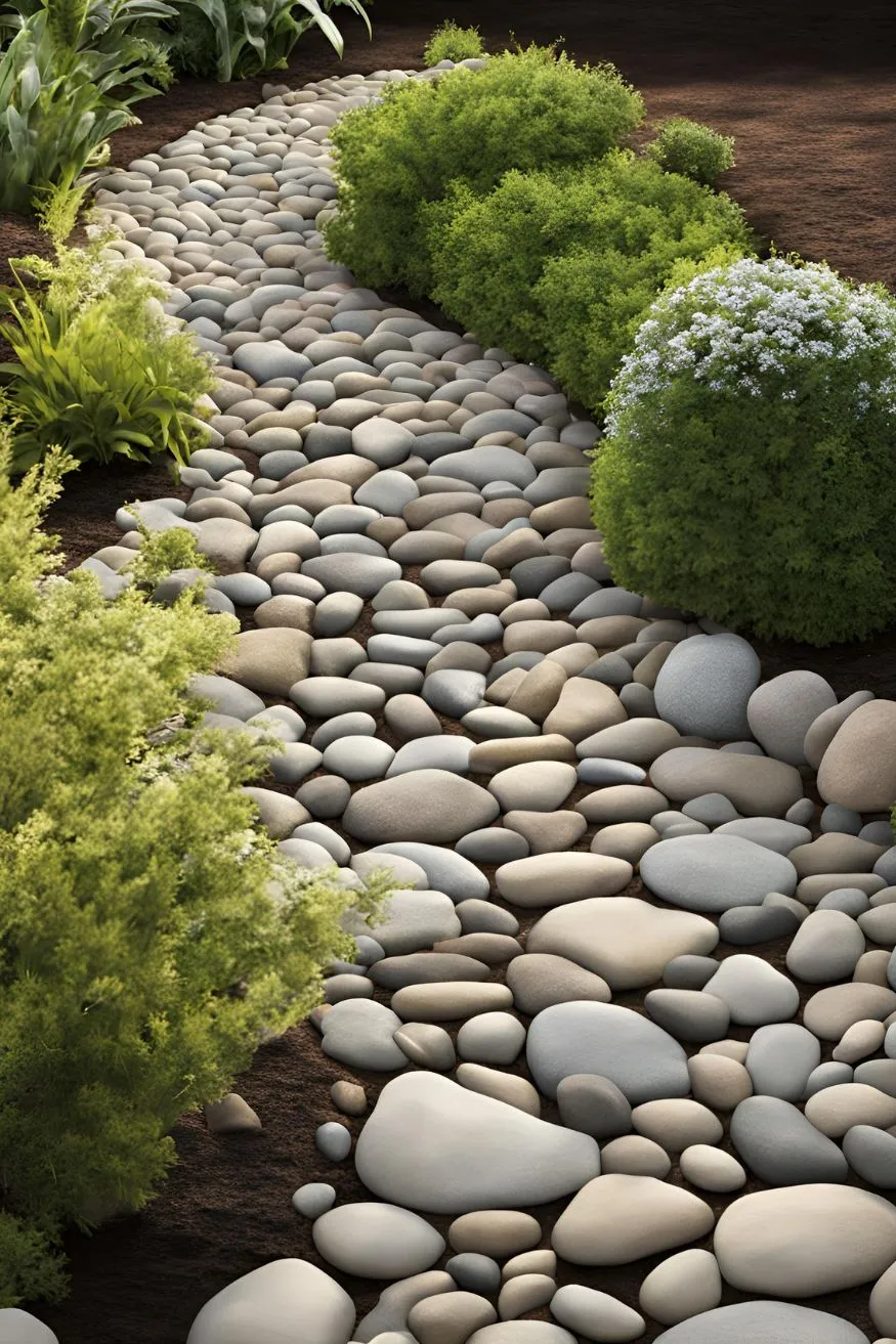 River Rock Lines For Cheap Walkway